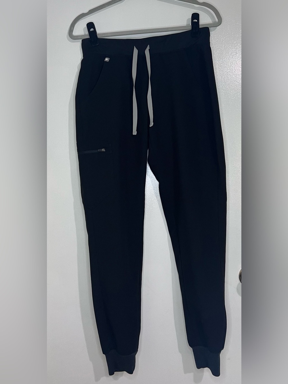 Figs Black Joggers with Gray Drawcord